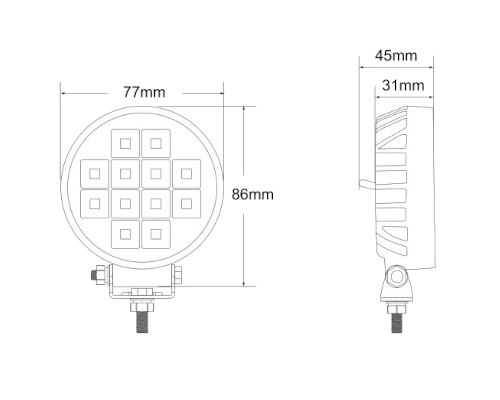 Arbeitsscheinwerfer rund LED Ø77 mm 12/24V 12W