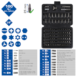 Bitsortiment 1/4" 100-teilig Chrom-Vanadium