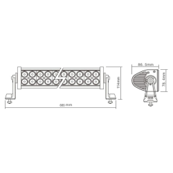 Arbeitsscheinwerfer LED "Light Bar" Länge 885 mm curved