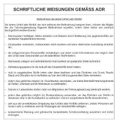 Schriftliche Weisungen ADR Deutsch