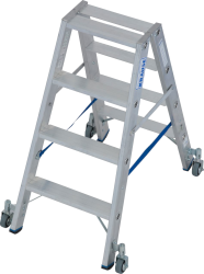 Leiter Stufen-Doppel-Stehleiter 2 x 4, fahrbar