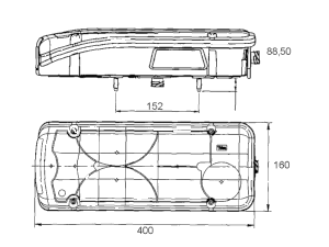 Rückleuchte 400 mm x 160 mm MAN TGA links