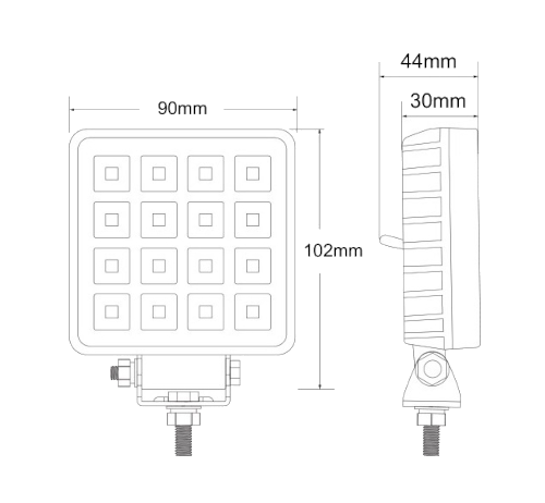 Arbeitsscheinwerfer LED 102x90 mm 12/24V 16W