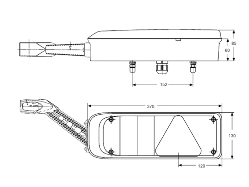 Rückleuchte 370 mm x 130 mm KRONE li.+Umrißl.
