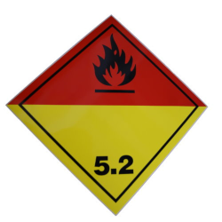 Gefahrzettel 250 x 250 mm Kl. 5.2 "SF"