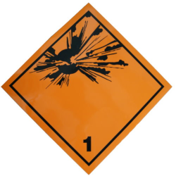 Gefahrzettel 250 x 250 mm Kl. 1 "SF"