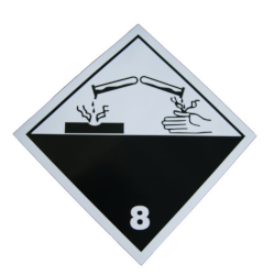 Gefahrzettel 250 x 250 mm KL. 8 "SF"