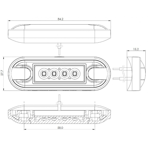 Begr.-Leuchte 4 LED's weiß Graphitgehäuse 84x28 mm