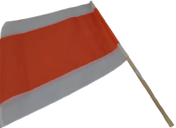 Warnflagge rot / weiß mit Holzstiel