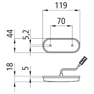 Seitenm.-Leuchte 119 x 44 mm Unipoint m.Kab