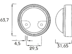 Schlussleuchte rund Ø 63,7 mm LED