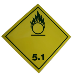 Gefahrzettel 250 x 250 mm Kl. 5.1 "SF"