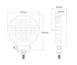 Arbeitsscheinwerfer rund LED Ø92 mm 12/24V 16W