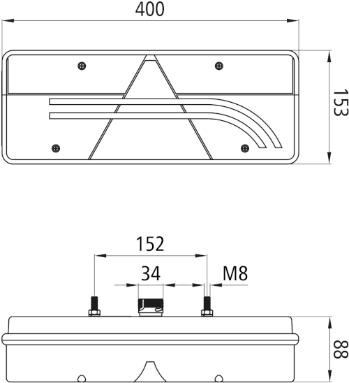 Rückleuchte Europoint III links 400 mm x 153 mm