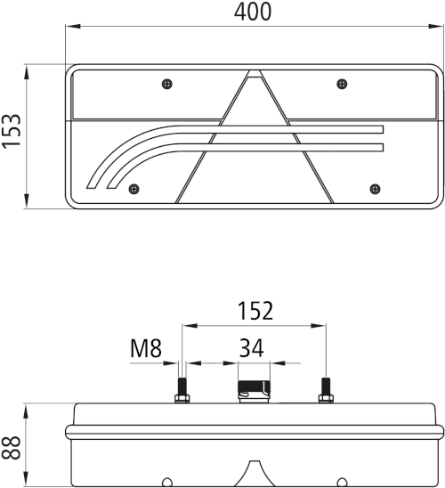 Rückleuchte Europoint III rechts 400 mm x 153 mm