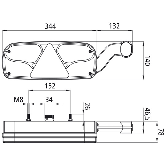 Rückleuchte 344x140mm ECOPOINT I rechts