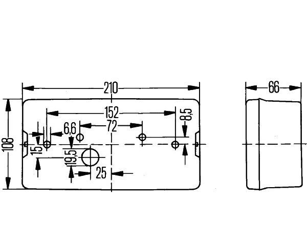 Rückleuchte 210 mm x 108 mm Nebelschlussl. li
