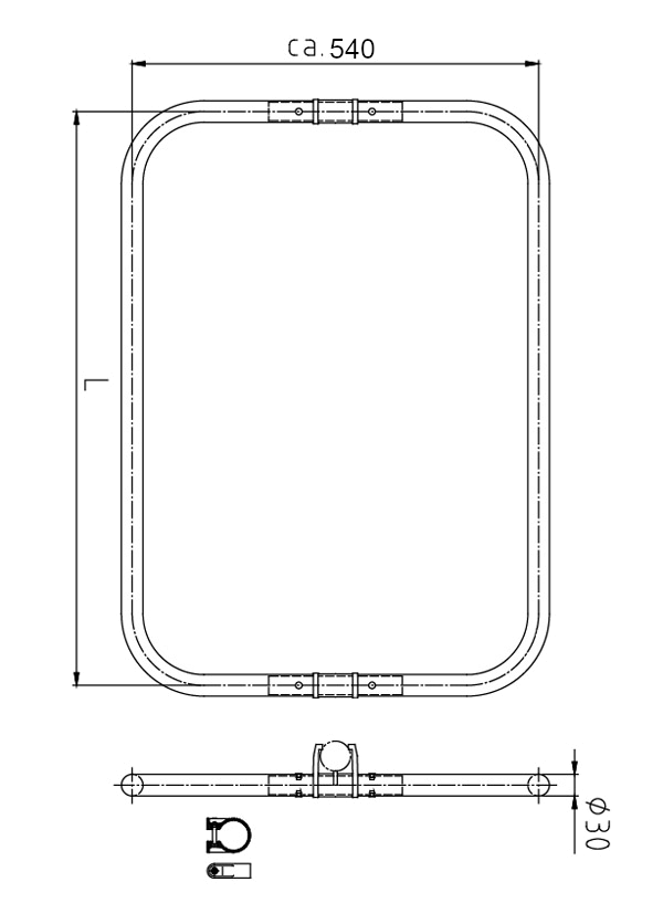 Aufsteckrahmen 1200 x 540 mm für Klemmbalken