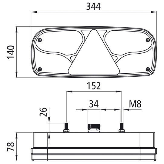 Rückleuchte 344x140mm ECOPOINT I links