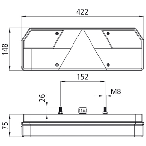 Rückleuchte 420 mm x 149 mm Europoint links