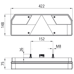 Rückleuchte 420 mm x 149 mm Europoint links mit ZAS