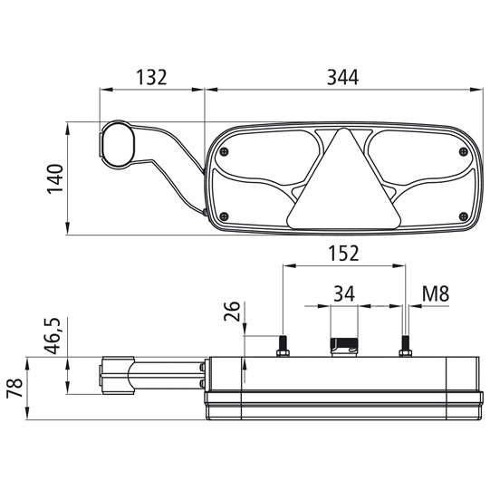 Rückleuchte 344x140mm ECOPOINT I links