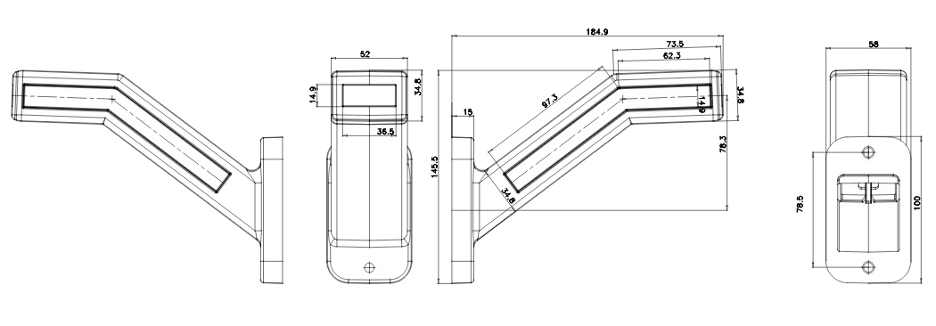 Umrissleuchte LED rechts m. dynamischen Blinker
