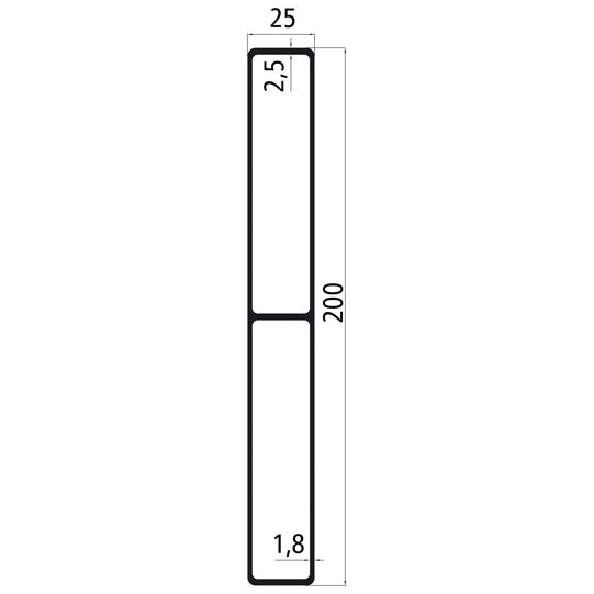 Spriegelbrett 200 x 25 mm Alustärke: 1,8 x 2,5 mm